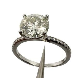 Moissanite Diamond Engagement Ring 2 Ct Brilliant 18K GRA Certified Size 7